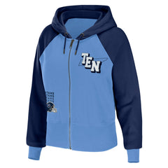 Tennessee Titans WEAR by Erin Andrews Women's Colorblock Lightweight Full-Zip Hoodie - Light Blue - NFL