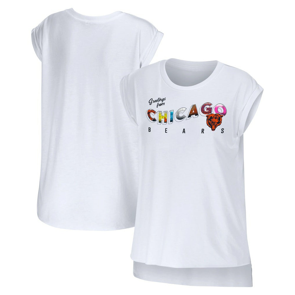 Chicago Bears WEAR by Erin Andrews Women's Greetings From Muscle T-Shirt - White - NFL