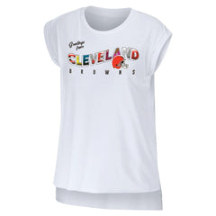 Cleveland Browns WEAR by Erin Andrews Women's Greetings From Muscle T-Shirt - White - NFL