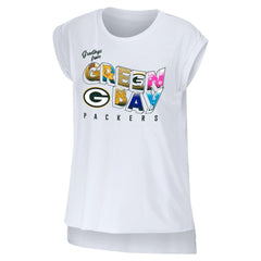 Green Bay Packers WEAR by Erin Andrews Women's Greetings From Muscle T-Shirt - White - NFL