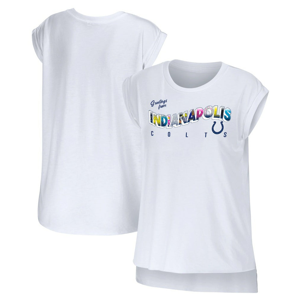Indianapolis Colts WEAR by Erin Andrews Women's Greetings From Muscle T-Shirt - White - NFL