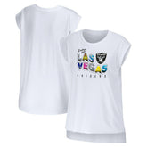 Las Vegas Raiders WEAR by Erin Andrews Women's Greetings From Muscle T-Shirt - White - NFL