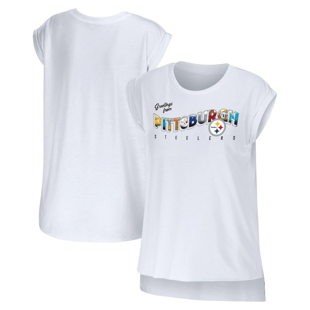 Pittsburgh Steelers WEAR by Erin Andrews Women's Greetings From Muscle T-Shirt - White - NFL