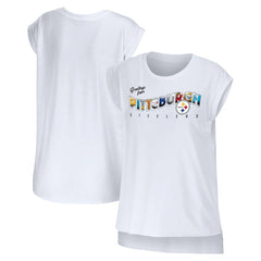 Pittsburgh Steelers WEAR by Erin Andrews Women's Greetings From Muscle T-Shirt - White - NFL