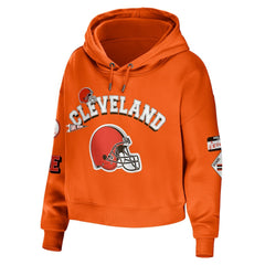 Cleveland Browns WEAR by Erin Andrews Women's Modest Cropped Pullover Hoodie - Orange - NFL