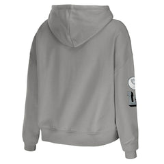 Las Vegas Raiders WEAR by Erin Andrews Women's Modest Cropped Pullover Hoodie - Gray - NFL