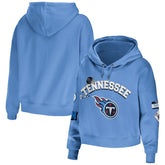 Tennessee Titans WEAR by Erin Andrews Women's Modest Cropped Pullover Hoodie - Light Blue - NFL