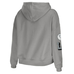Las Vegas Raiders WEAR by Erin Andrews Women's Plus Size Modest Cropped Pullover Hoodie - Gray - NFL