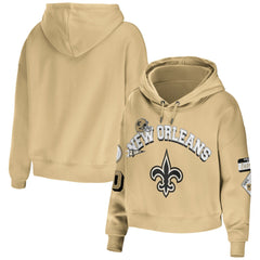 New Orleans Saints WEAR by Erin Andrews Women's Plus Size Modest Cropped Pullover Hoodie - Gold - NFL