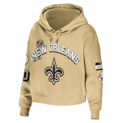New Orleans Saints WEAR by Erin Andrews Women's Plus Size Modest Cropped Pullover Hoodie - Gold - NFL