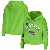 Seattle Seahawks WEAR by Erin Andrews Women's Plus Size Modest Cropped Pullover Hoodie - Neon Green - NFL