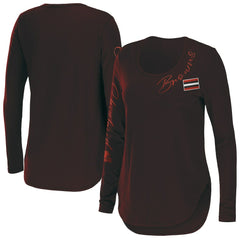 Cleveland Browns WEAR by Erin Andrews Women's Team Scoop Neck T-Shirt - Brown - NFL