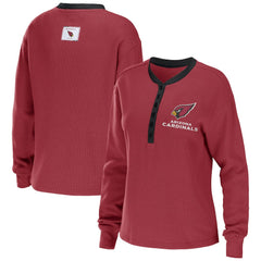 Arizona Cardinals WEAR by Erin Andrews Women's Waffle Henley Long Sleeve T-Shirt - Cardinal - NFL