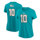 Tyreek Hill Miami Dolphins Women's Player Name & Number T-Shirt - Aqua - Nike