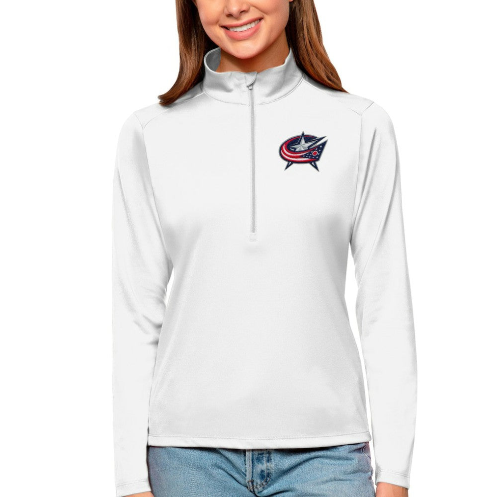Columbus Blue Jackets Antigua Women's Tribute Quarter-Zip Pullover Top - White | NHL discount