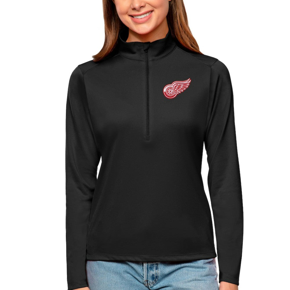 Detroit Red Wings Antigua Women's Tribute Quarter-Zip Pullover Top - Black | NHL sale