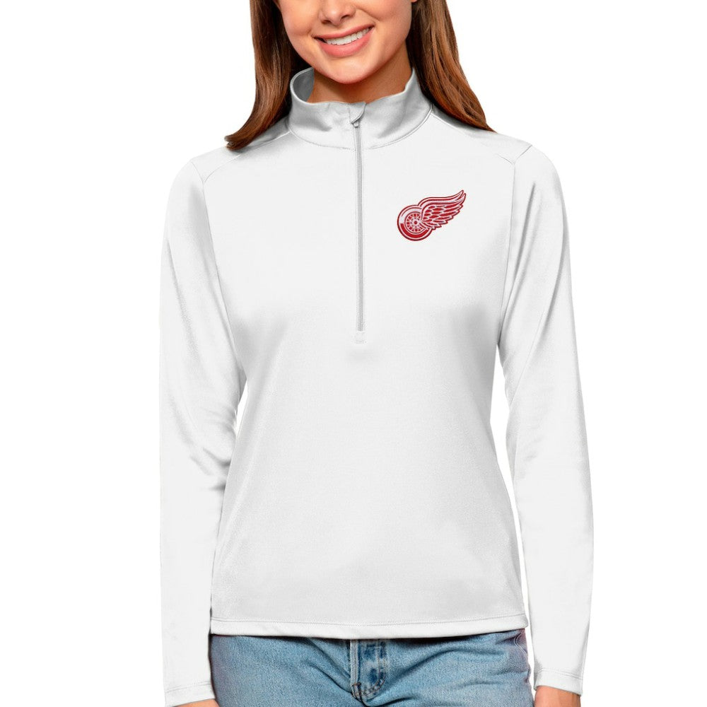 Detroit Red Wings Antigua Women's Tribute Quarter-Zip Pullover Top - White | NHL Clearance