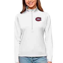 Montreal Canadiens Antigua Women's Tribute Quarter-Zip Pullover Top - White | NHL Clearance