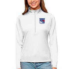 New York Rangers Antigua Women's Tribute Quarter-Zip Pullover Top - White | NHL discount