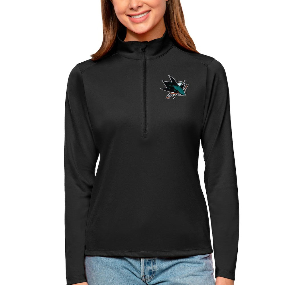 San Jose Sharks Antigua Women's Tribute Quarter-Zip Pullover Top - Black | NHL discount