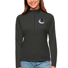 Vancouver Canucks Antigua Women's Tribute Quarter-Zip Pullover Top - Charcoal | NHL near me