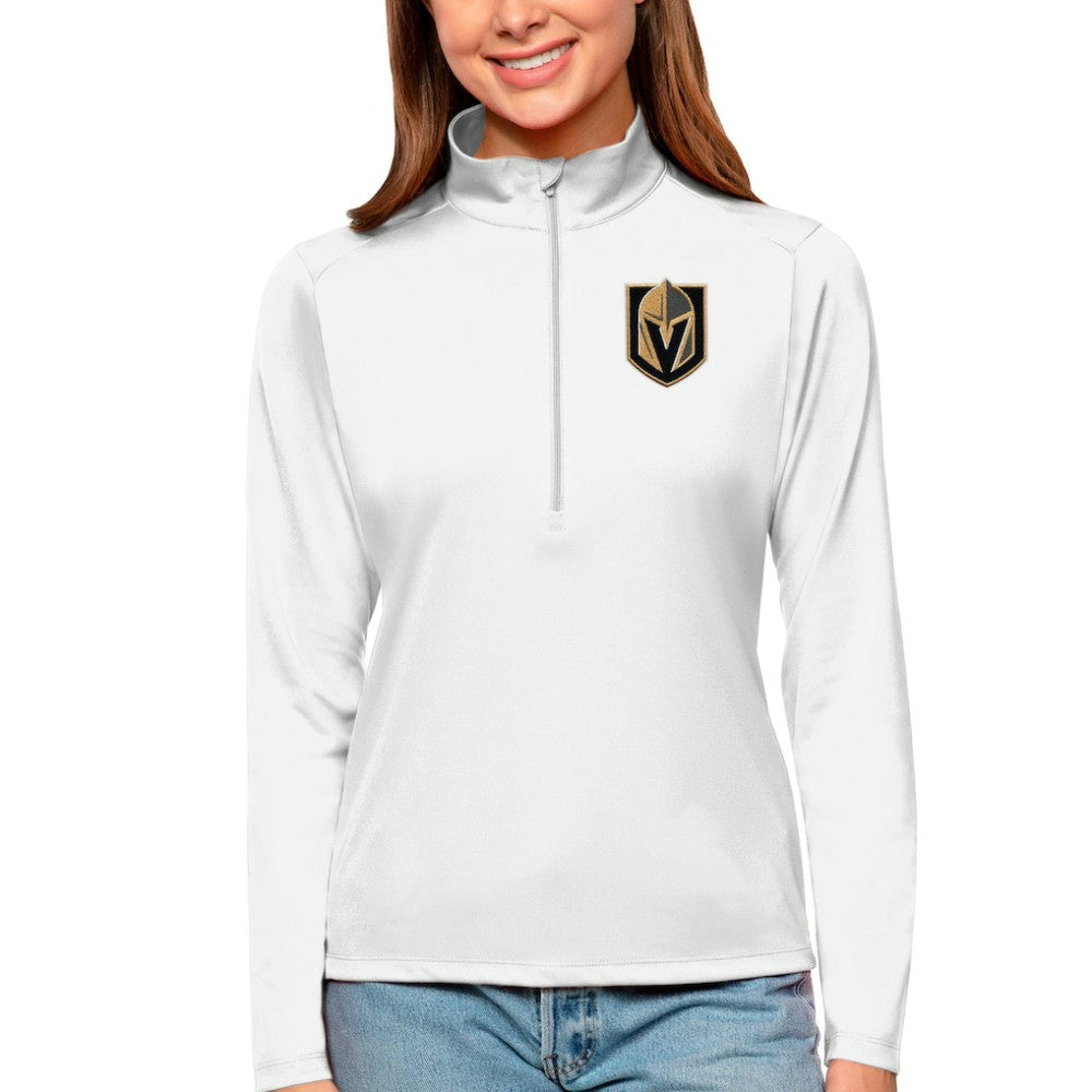 Vegas Golden Knights Antigua Women's Tribute Quarter-Zip Pullover Top - White | NHL Lifestyle