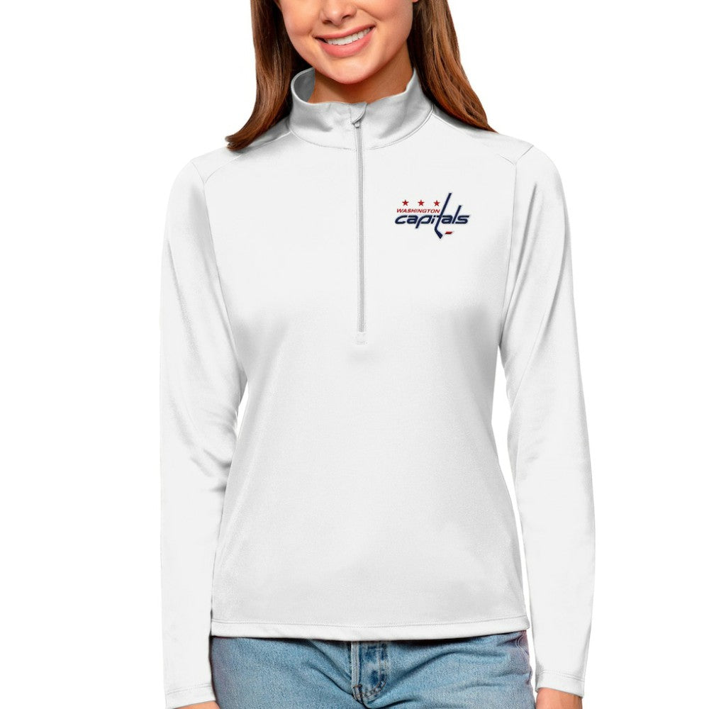 Washington Capitals Antigua Women's Tribute Quarter-Zip Pullover Top - White | NHL on sale