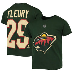 Marc-Andre Fleury Minnesota Wild Youth Player Name & Number T-Shirt - Green | NHL near me