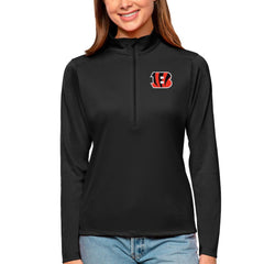 Cincinnati Bengals Antigua Women's Tribute Half-Zip Top - Black - NFL