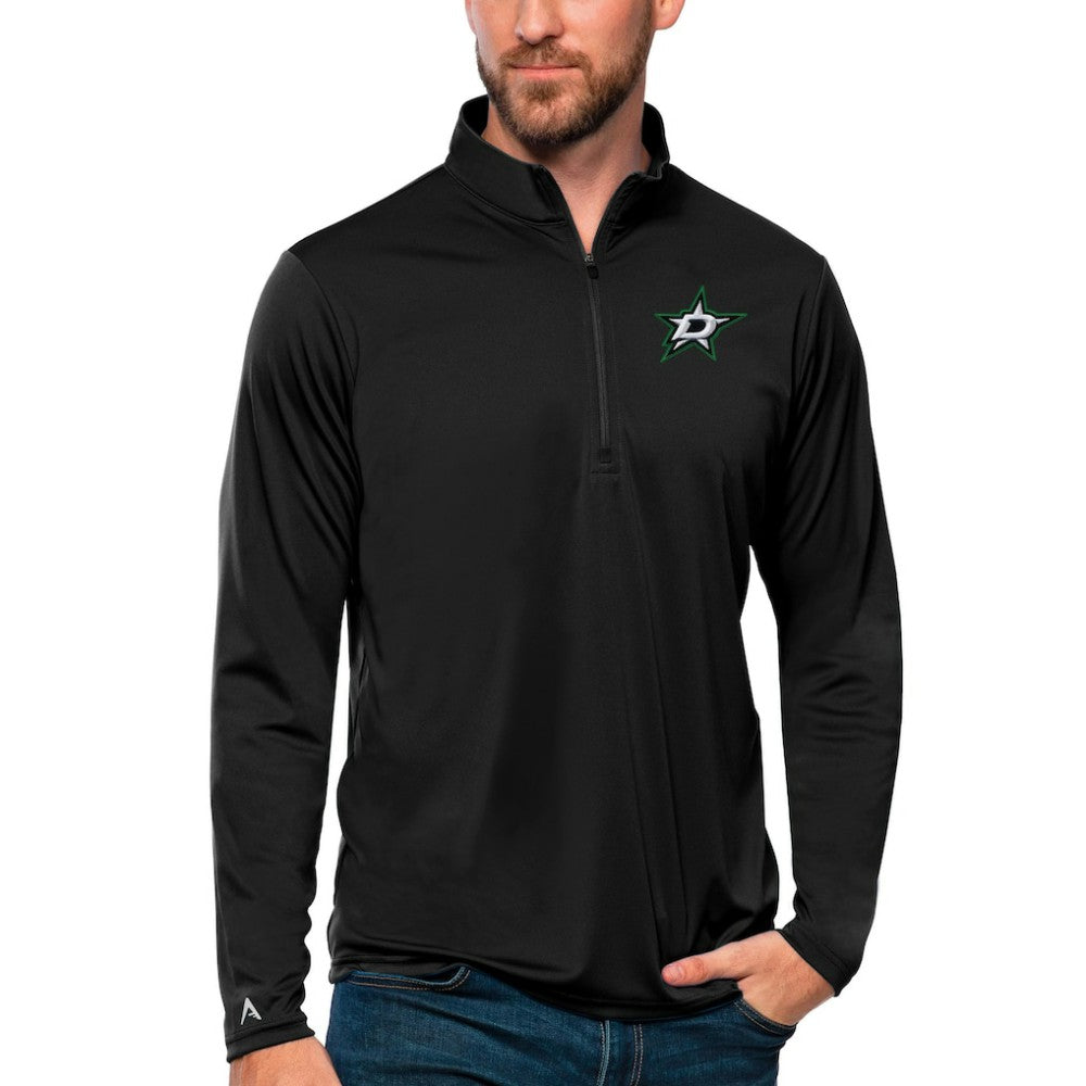 Dallas Stars Antigua Tribute Quarter-Zip Pullover Top - Black | NHL Lifestyle