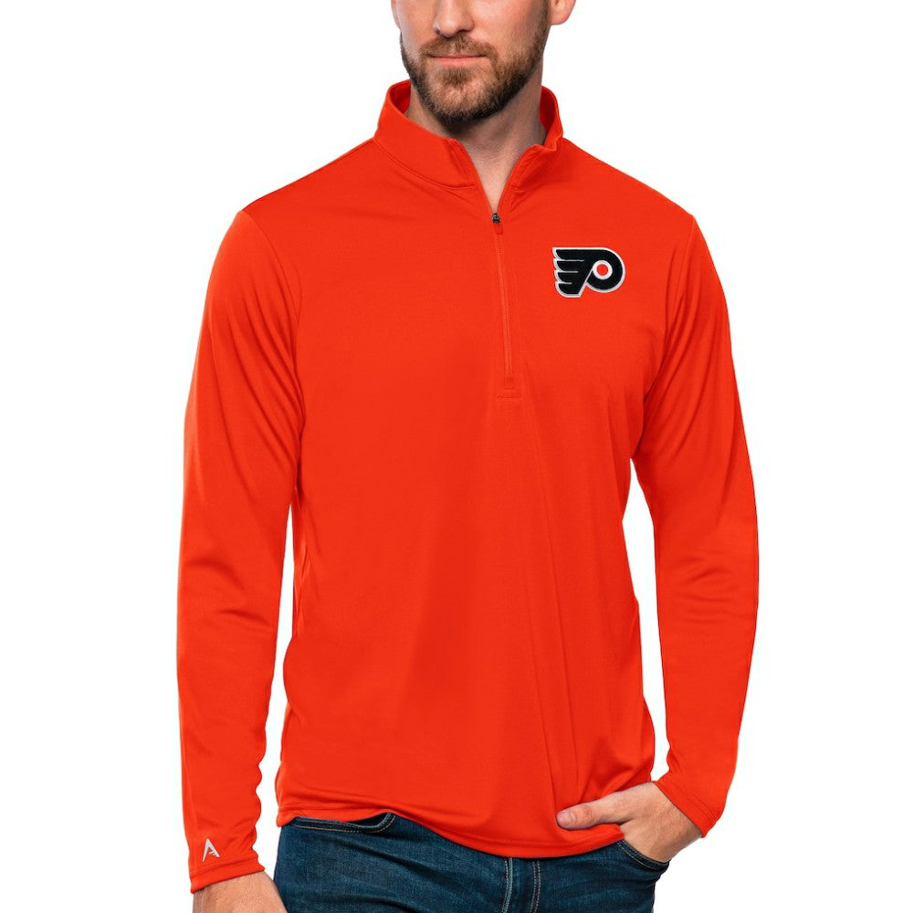 Philadelphia Flyers Antigua Tribute Quarter-Zip Pullover Top - Orange | NHL Clearance