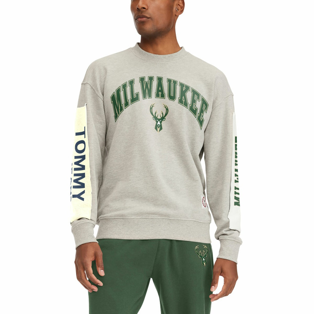 Milwaukee Bucks Tommy Jeans James Patch Pullover Sweatshirt Gray