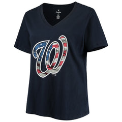 Washington Nationals Women's Plus Size Banner V-Neck T-Shirt Outlet