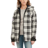 Brooklyn Nets Tommy Jeans Women's Molly Flannel Full-Zip Hoodie Black/Cream