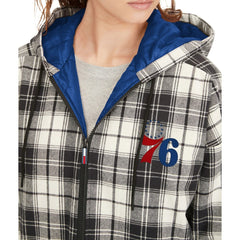 Philadelphia 76ers Tommy Jeans Women's Molly Flannel Full-Zip Hoodie Black/Cream