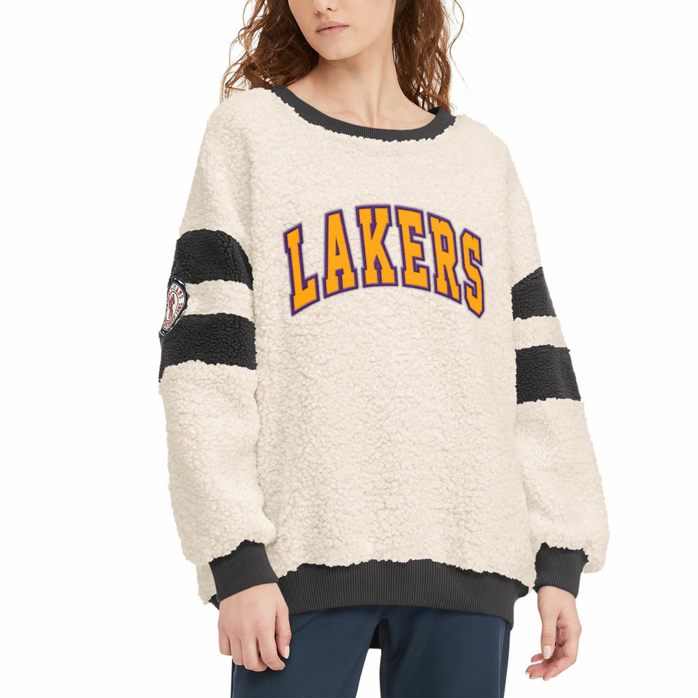 Los Angeles Lakers Tommy Jeans Women's Mindy Sherpa Pullover Sweatshirt Oatmeal/Black