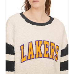 Los Angeles Lakers Tommy Jeans Women's Mindy Sherpa Pullover Sweatshirt Oatmeal/Black