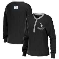 Chicago White Sox WEAR by Erin Andrews Women's Waffle Henley Long Sleeve T-Shirt Discount