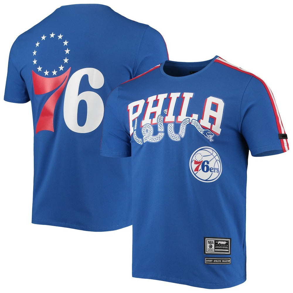 Philadelphia 76ers Pro Standard Men's Mesh Capsule Taping T-Shirt Royal/Red