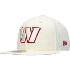 Washington Commanders New Era Chrome Color Dim 59FIFTY Fitted Hat - Cream - NFL