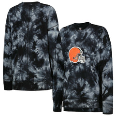 Cleveland Browns MSX by Michael Strahan Women's Bailey Tie-Dye Tri-Blend Pullover Sweatshirt - Black - NFL