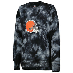 Cleveland Browns MSX by Michael Strahan Women's Bailey Tie-Dye Tri-Blend Pullover Sweatshirt - Black - NFL