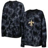 New Orleans Saints MSX by Michael Strahan Women's Bailey Tie-Dye Tri-Blend Pullover Sweatshirt - Black - NFL