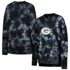 Green Bay Packers MSX by Michael Strahan Women's Bailey Tie-Dye Tri-Blend Pullover Sweatshirt - Black - NFL