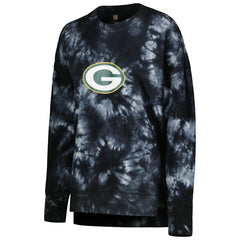Green Bay Packers MSX by Michael Strahan Women's Bailey Tie-Dye Tri-Blend Pullover Sweatshirt - Black - NFL