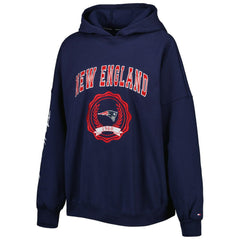 New England Patriots Tommy Hilfiger Women's Becca Drop Shoulder Pullover Hoodie - Navy - NFL