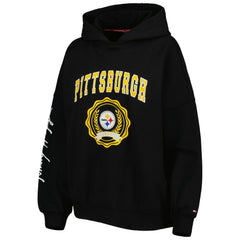 Pittsburgh Steelers Tommy Hilfiger Women's Becca Drop Shoulder Pullover Hoodie - Black - NFL