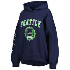 Seattle Seahawks Tommy Hilfiger Women's Becca Drop Shoulder Pullover Hoodie - College Navy - NFL
