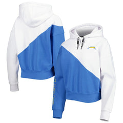 Los Angeles Chargers DKNY Sport Women's Bobbi Color Blocked Pullover Hoodie - White/Powder Blue - NFL