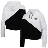 New Orleans Saints DKNY Sport Women's Bobbi Color Blocked Pullover Hoodie - White/Black - NFL